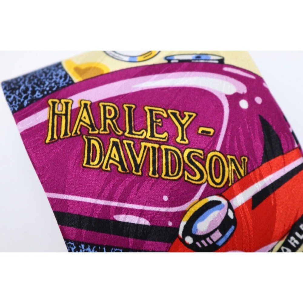 Harley Davidson Motorcycle 100% Silk Necktie RM Style Bike Graphic Cycle VTG Tie - Picture 8 of 11